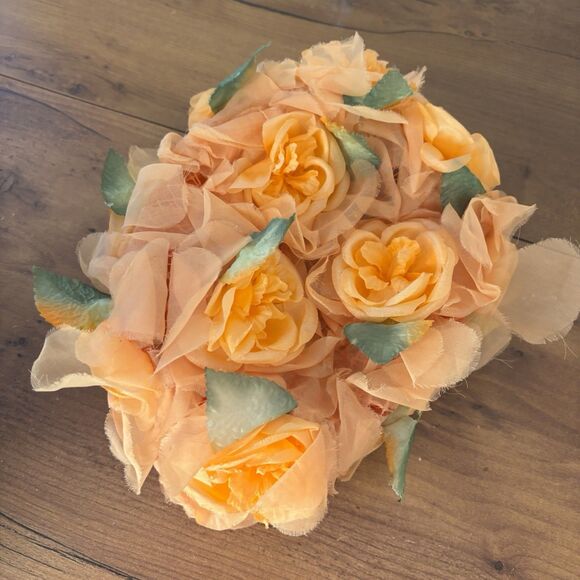 Vintage 1960 Millinary Head Piece Hat Orange Flowers Pill Box Hat Mid Century - Picture 9 of 9
